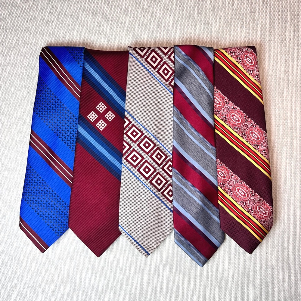 Vintage 70s 5pc Tie Bundle‎ Geometric Multi Wembley Rooster Botany 500 Towncraft